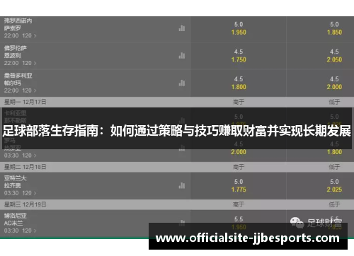 足球部落生存指南:如何通过策略与技巧赚取财富并实现长期发展 足球部落生存指南:如何通过策略与技巧赚取财富并实现长期发展